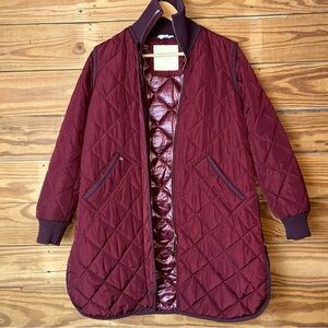 Elegant Burgundy Quilted Women's Coat